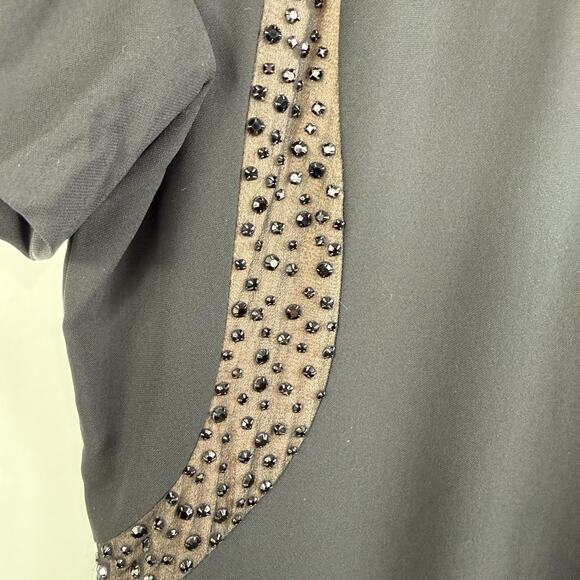 Vintage Carolina Herrera Saks Fifth Avenue 100% Silk Dress Size 8 Rhinestones - Picture 6 of 16